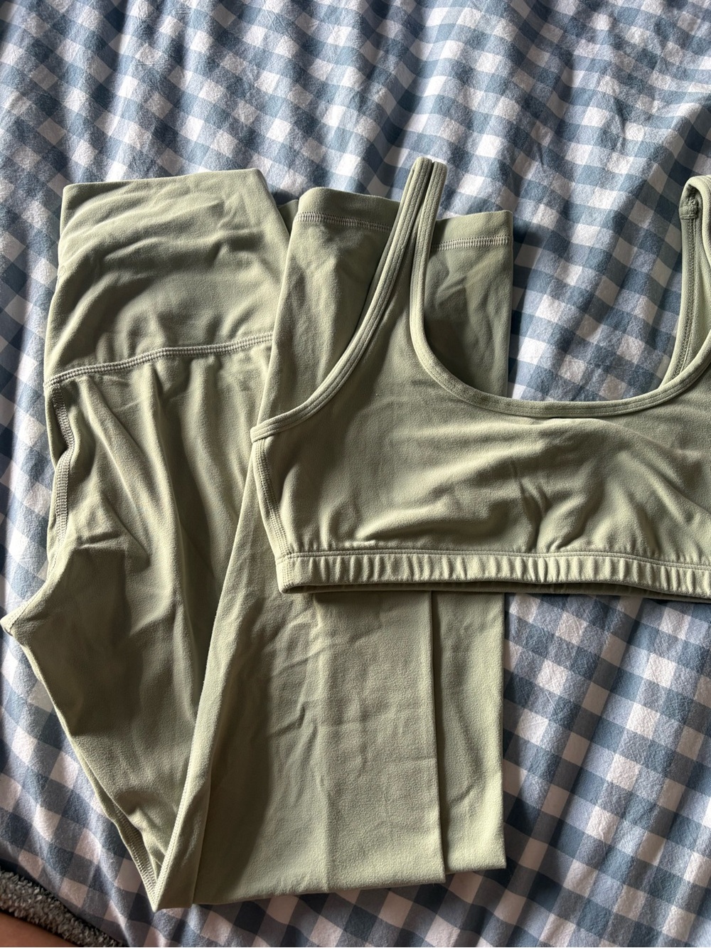 Aritzia Light Green Women's Seamless Sports Bra and Legging Set TnAction